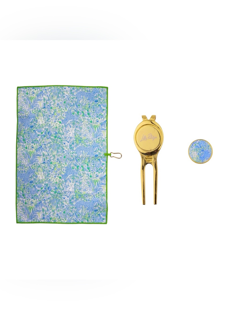 Lilly Pulitzer Golf Divot Tool & Ball Marker Set with Golf Towel, Dandy Lions